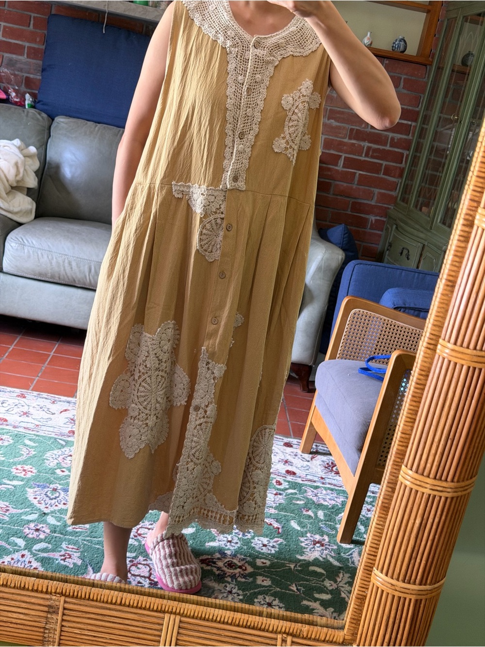 Handmade in Thailand Boho Crochet-Trim Sleeveless Top - 100% cotton